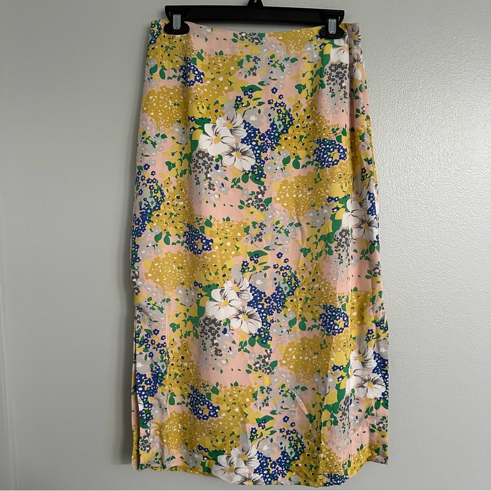 J Crew Lemon Floral Midi Slip Skirt In Floral Subtle Pink Gold Size 6 - Picture 3 of 12